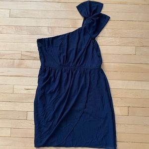 Navy One-Shoulder Tulip Skirt Cocktail Dress